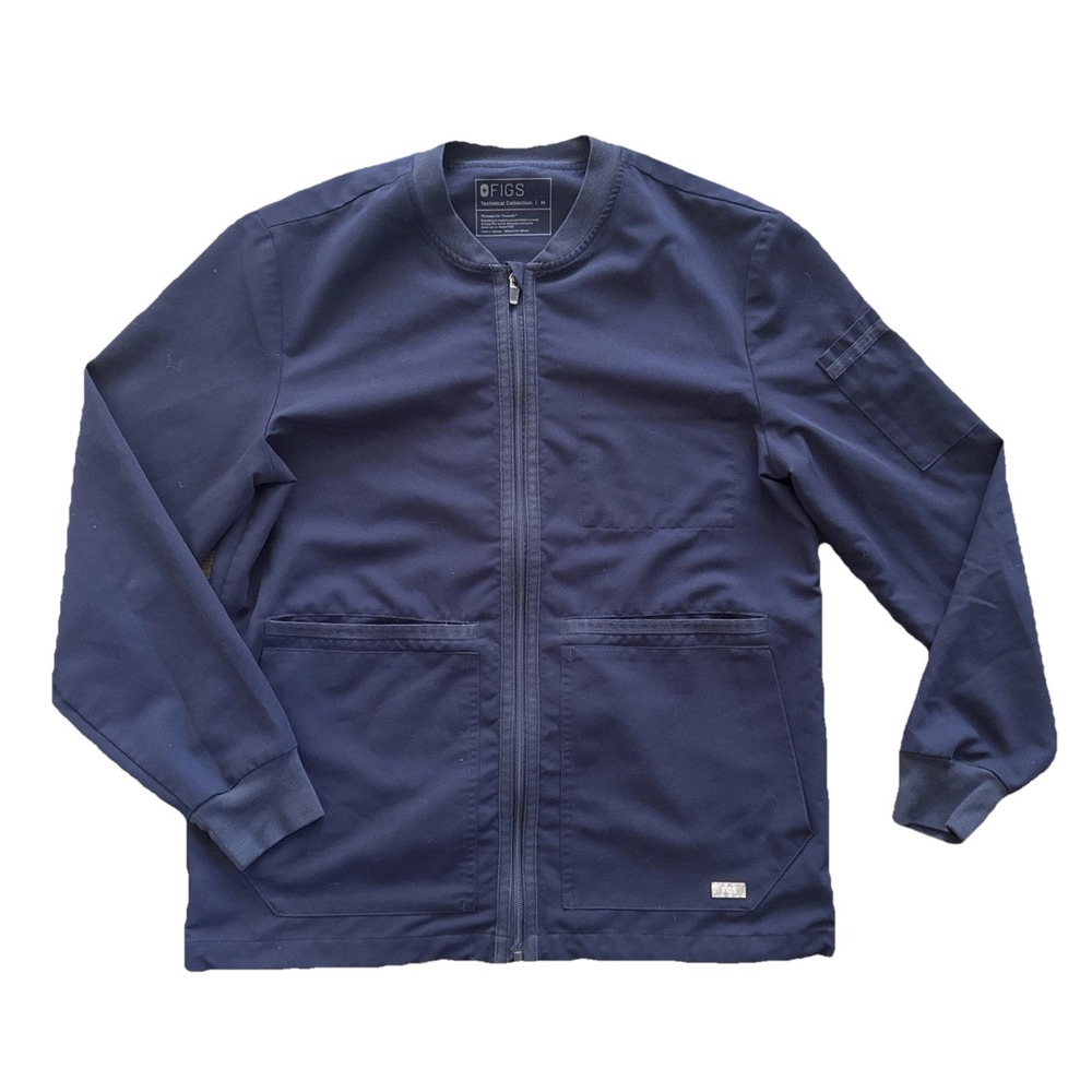 FIGS Zapote Scrub Jacket Men Medium Navy Technical Collection Full Zip Medical